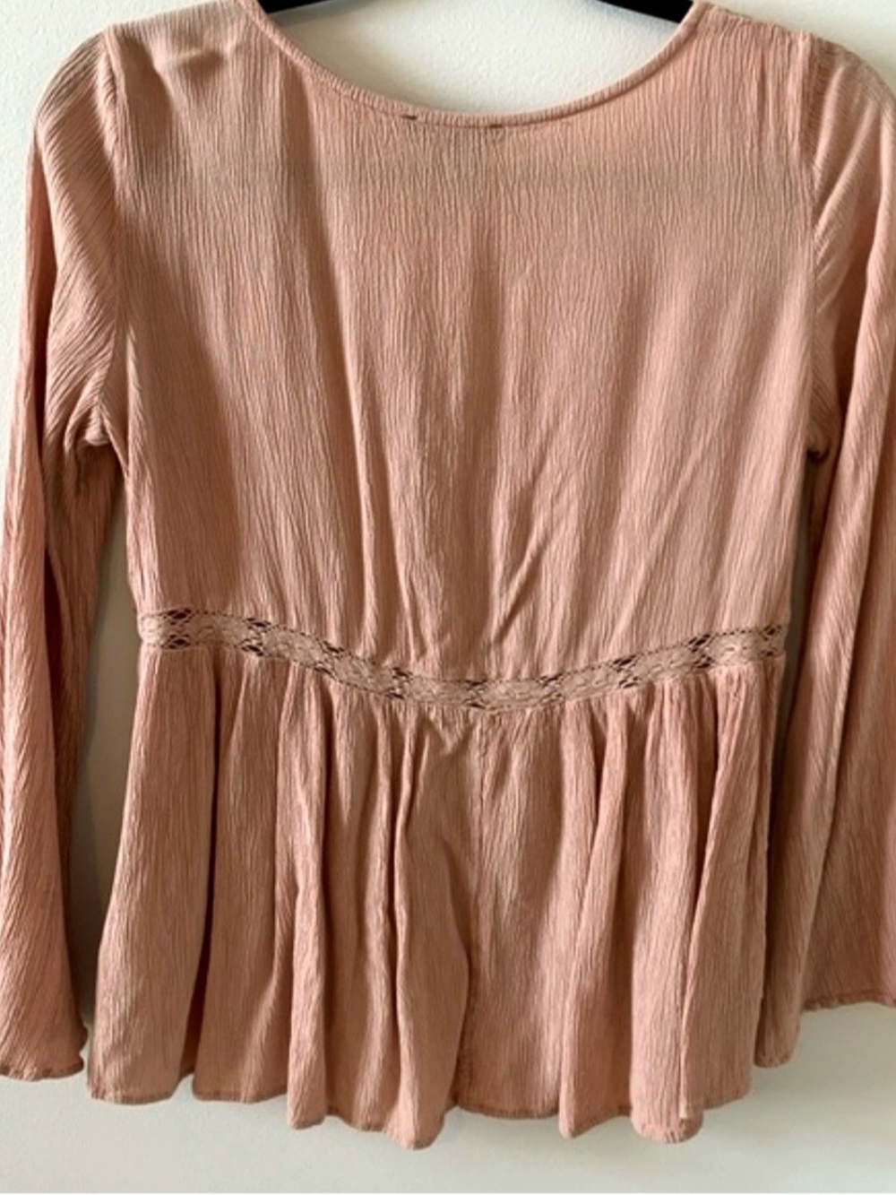 American Eagle Outfitters Long Sleeve Baby Doll Peasant Blouse Dusty Rose - Picture 6 of 7